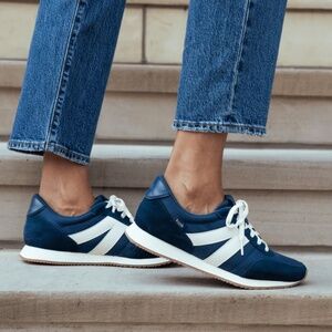 Navy Blue and White Women's Sneakers